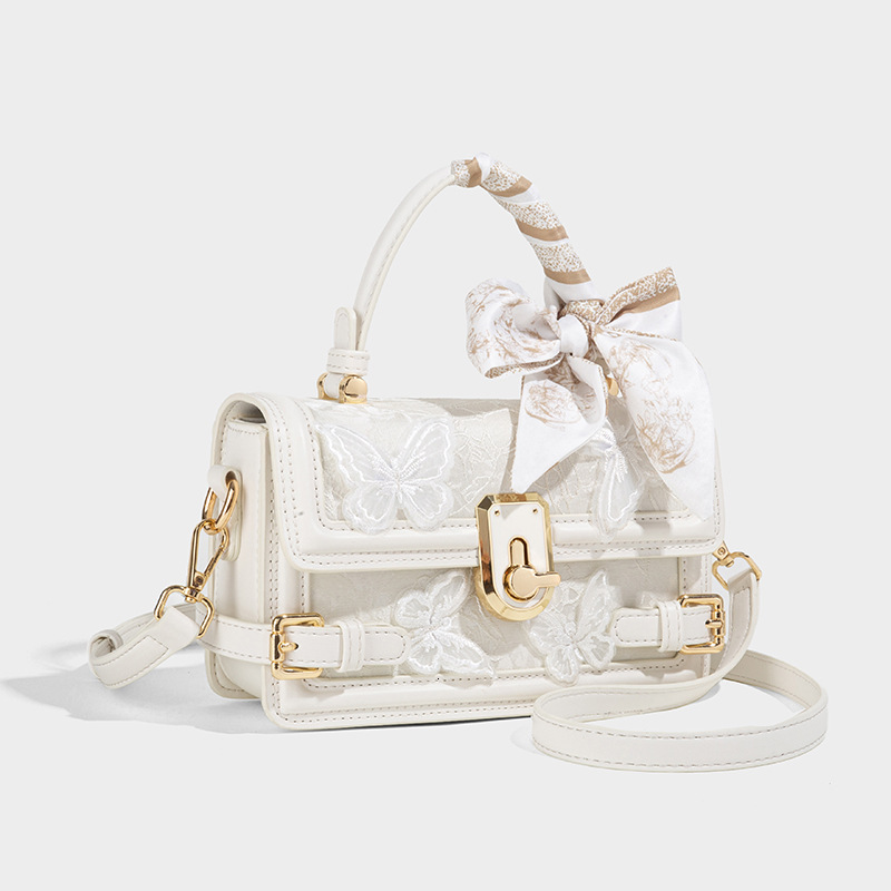Fashion New Women's Butterfly Embroidered Shoulder Crossbody Bag Free Shipping Designer Luxury Fairy Lace Makeup Box High-end Fashion Handbag