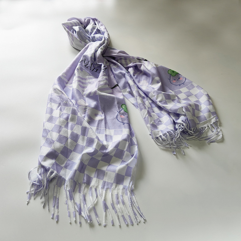 K1593 Fashionable and versatile popular imitation cashmere scarf, single-sided and double-sided digital printing scarf, autumn and winter dual-use s