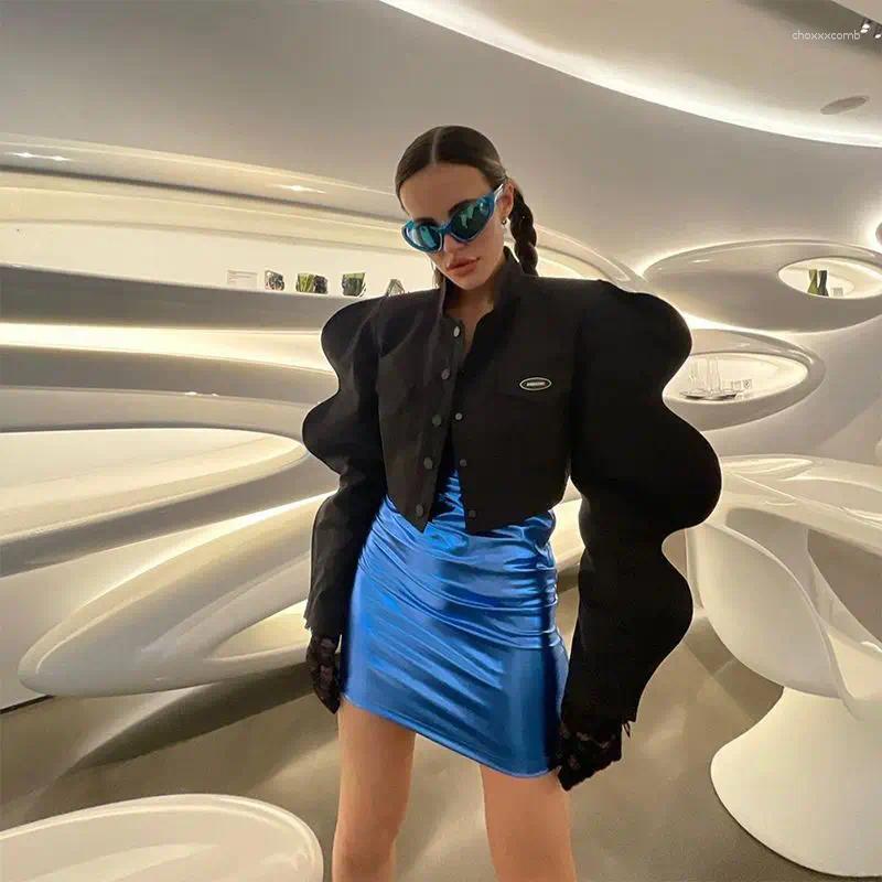 Women's Jackets Fashion Solid Color Personalized Button Splicing Suit For Women With Versatile Casual Loose Short Top