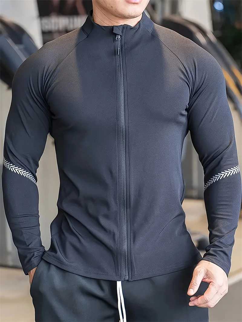 Spring Autumn Men Compression Sports Jacket Top Gym Running Clothing Quick Dry Fitness Tight Sportswear Jogging Coat Sweatshirt XJ250805