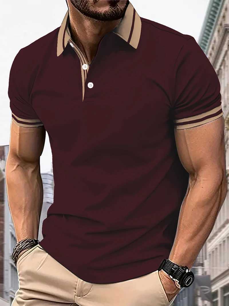 Mens Summer Casual Polo Shirt Outdoor Sports Fashion Top for Active Wear Collar Short Sleeve Solid Color Polo Machine Washable W250805