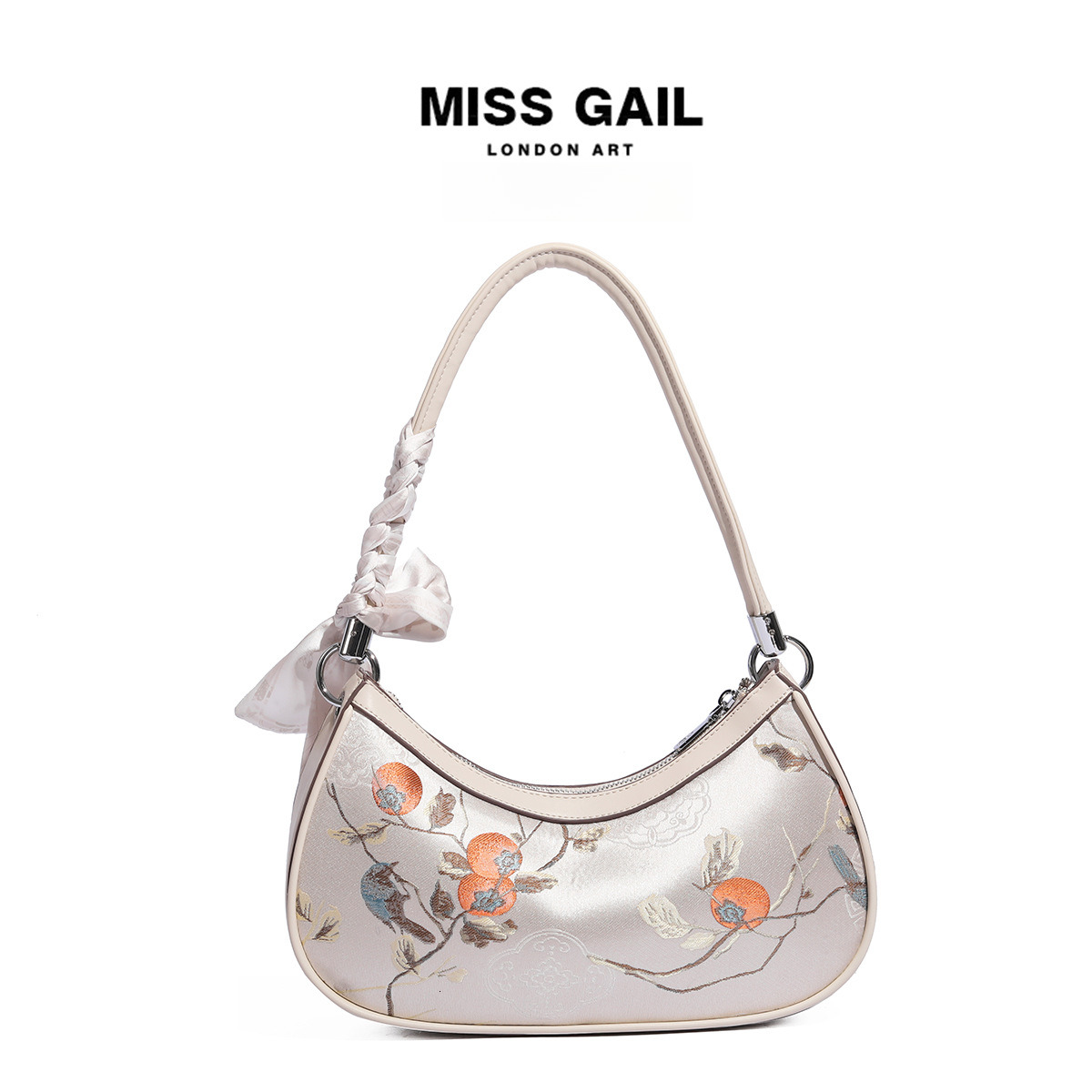 Free Shipping Designer Luxury Handheld Small Square Bag For Women's New Style New Chinese Embroidery Single Shoulder Bag Crossbody Bag Silver P