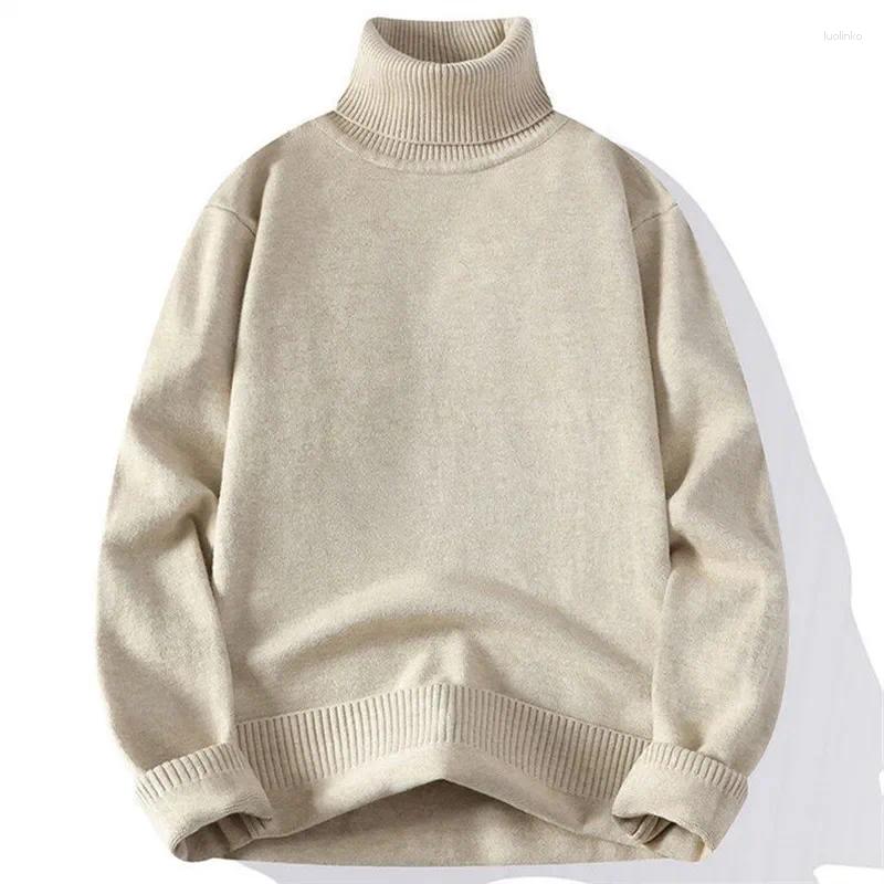 Men's Sweaters Autumn Winter Solid Color Turtleneck Sweater Fashion Knit Warm Pullovers Men Slim Fit Knitted Pullover