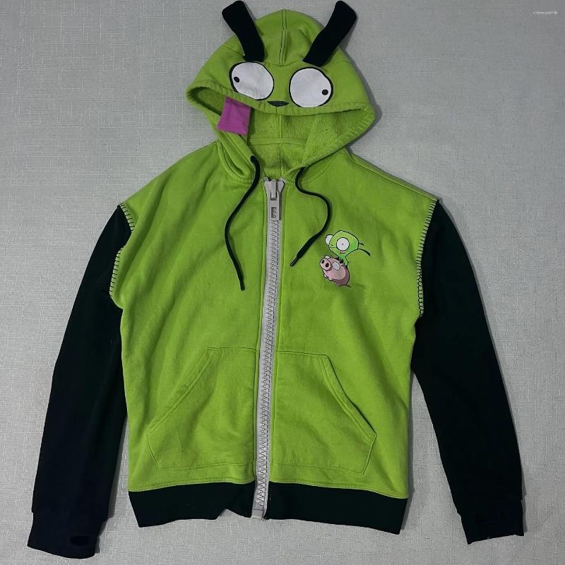 Women's Hoodies Gothic Mens Womens Zipper Clothes Hip Hop Splicing Cartoon Graphics Oversized Sweatshirts Casual Jackets