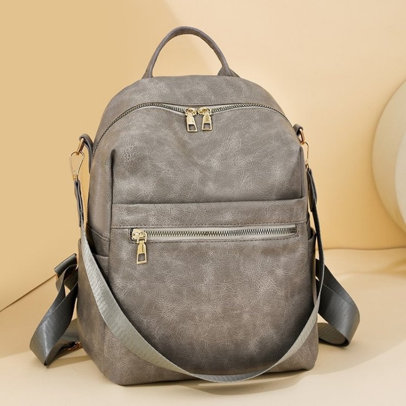Womens Solid Color Casual Backpack - Minimalist Design for Daily Use