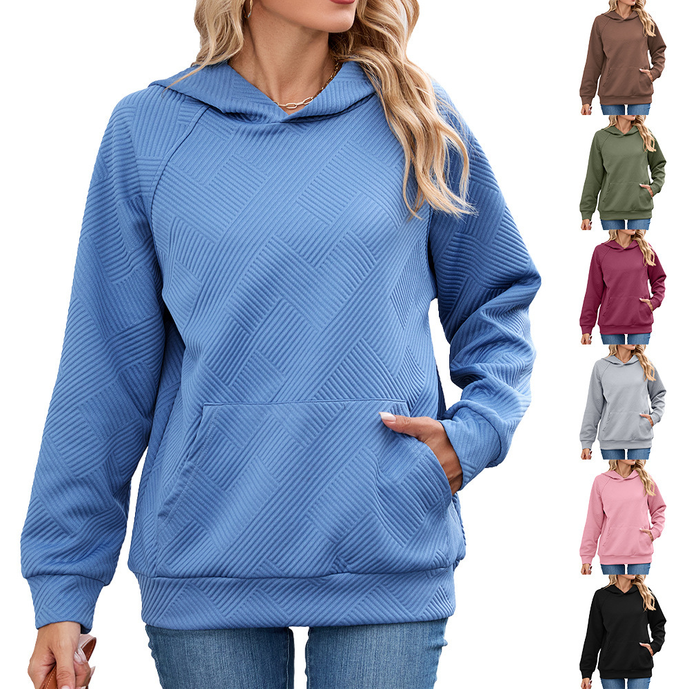 Free Shipping Designer Hoodie For Autumn/winter 2025, New Solid Color Hooded Loose Pocket Long Sleeved Women's Sportswear Jacket