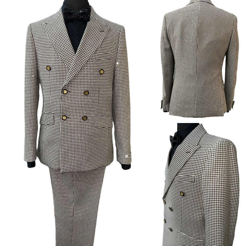 Modern Wedding Suit for Man Double Breasted 2 Pieces Casual Jacket Pant Formal Occasions Business Party Suits Peaked Lapel for Men Customized