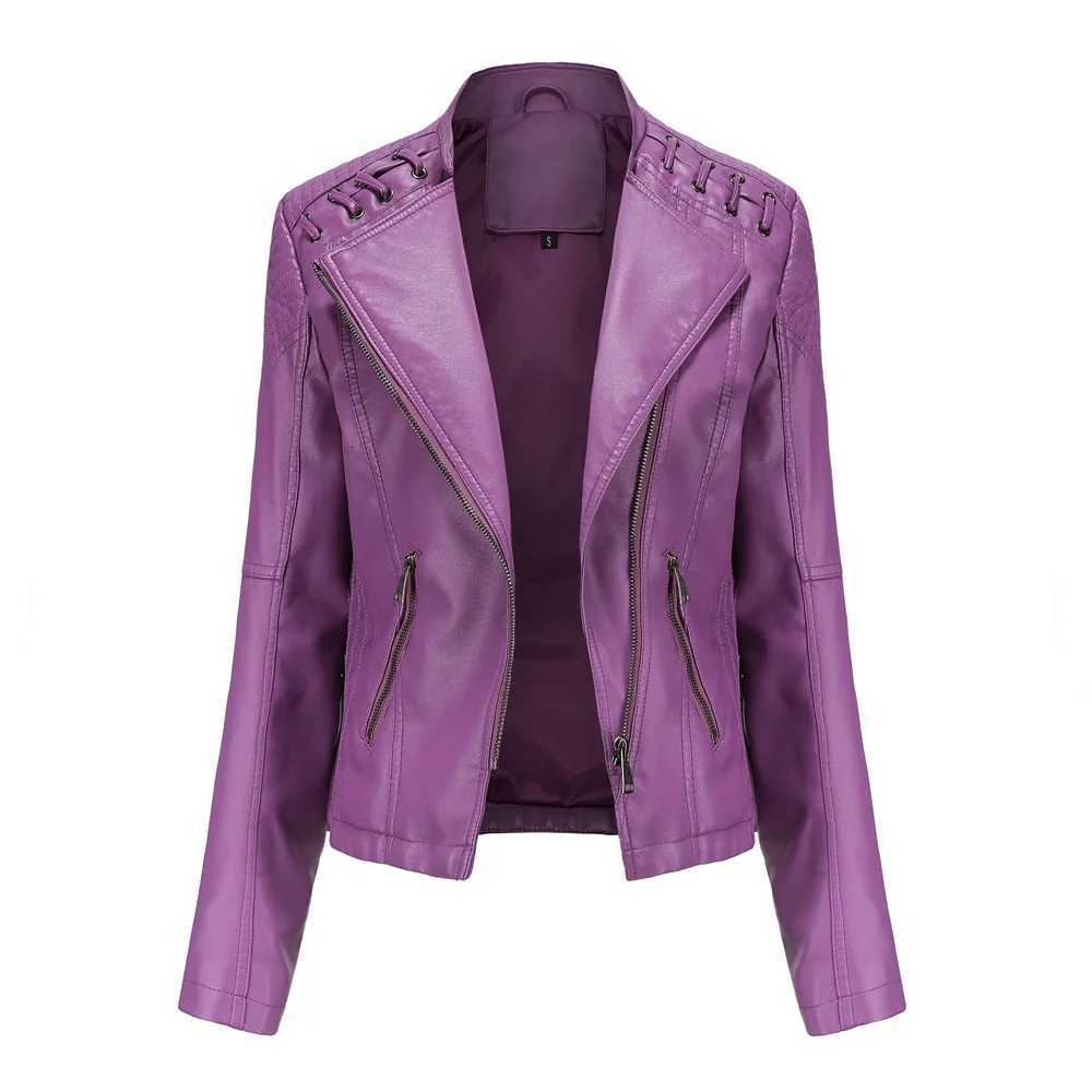 Brown Short Long Sleeve PU Coat Women Fashion Motorcycle Women Leather Jacket Spring and Autumn New Ladys Jacket Z250804