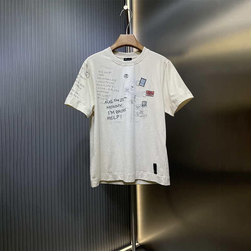 High-Quality Stamp Pattern Short Sleeve T-Shirt for Men - Casual Male Pure Cotton Comfort Fit Fashionable Tee