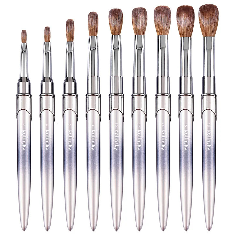 100% Kolinsky Acrylic Nail Brush for Acrylic Application Round Head Crimped Nail Art Brush Manicure Tool 250730