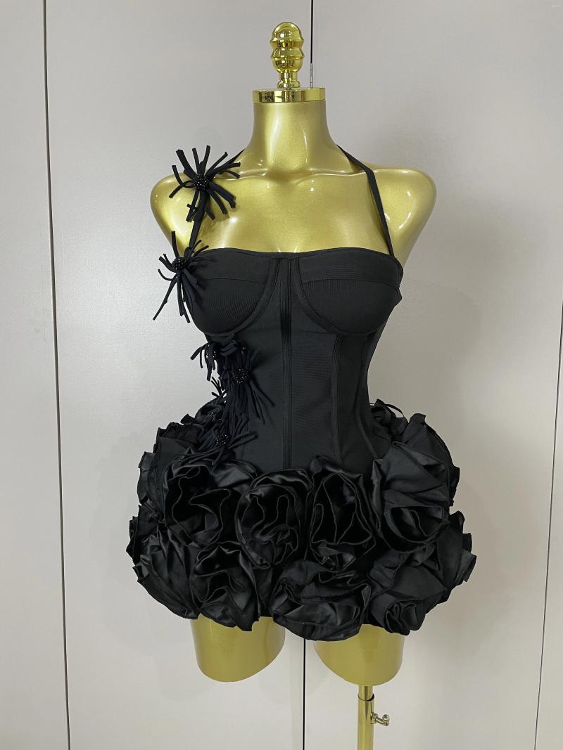 Casual Dresses Women Sexy Halter Prom Gown Celebrity Club Two Piece Set Cocktail Elegant Fashion Luxury Birthday Party Red Black Bandage