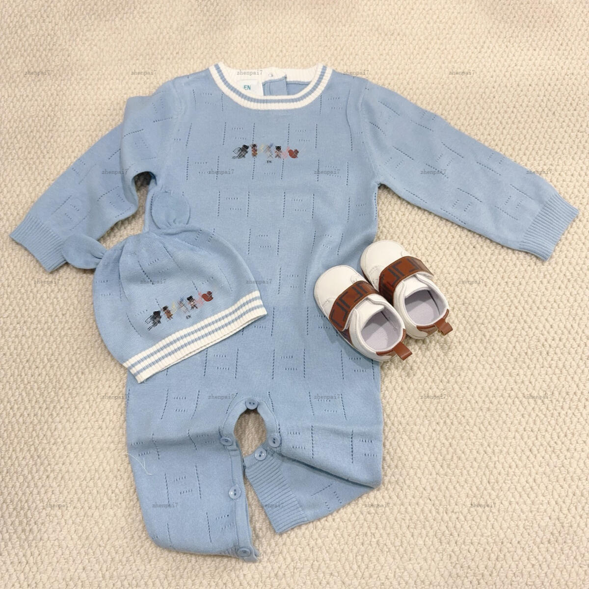 Top newborn jumpsuits Animal print toddler romper designer Baby clothing Long sleeve Knitted suit infant bodysuit And hat A383X11N097-image-1069802695