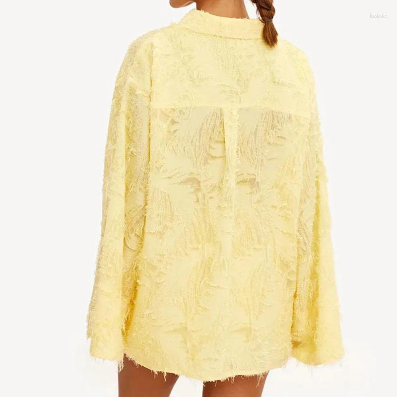 Women's Tracksuits Autumn Ladies Casual Lapel Button Shirt And Shorts 2pcs Sets Summer Jacquard Loose Suit Fashion Street Solid Color Women