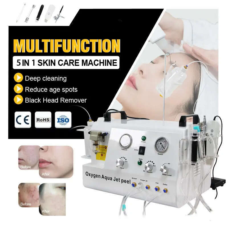 Factory Outlet 5 In 1 Beauty Diamond Microdermabrasion Skin Purification Deep Cleansing Acne Blackhead Removal High Pressure Oxygen Aqua Jet Machine