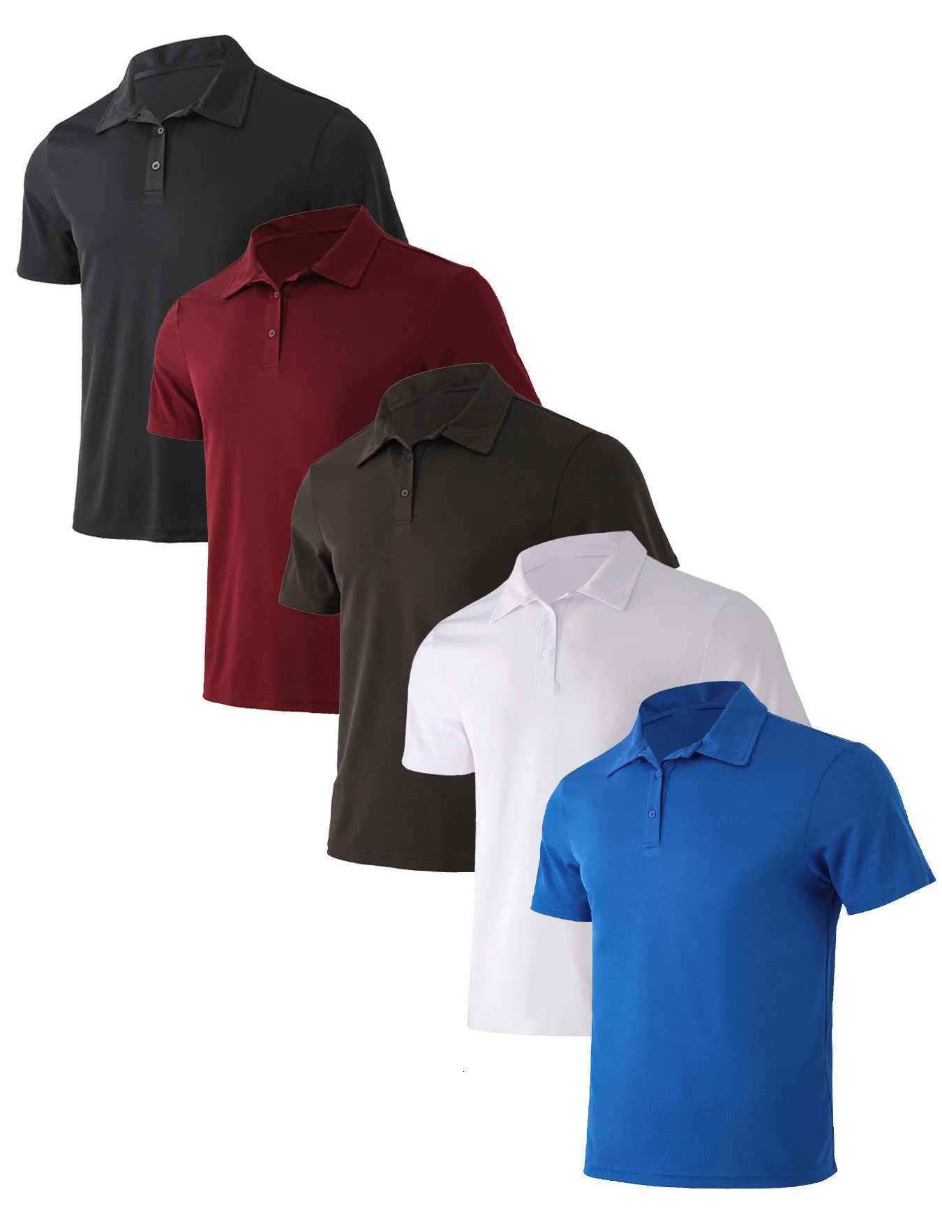 5-piece Mens Summer Solid Color Short Sleeve Polo Shirt Breathable Quick Drying Short Sleeve Top W250805