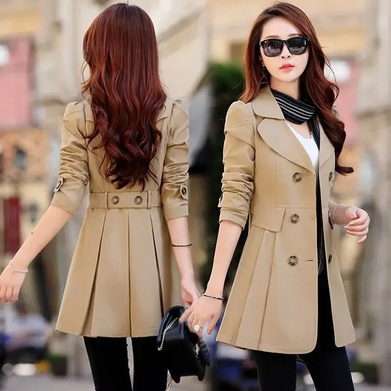 Womens MediumLength Spring Autumn Style Trench Jacket Korean Version For 304050 Years Old Clothing 250731