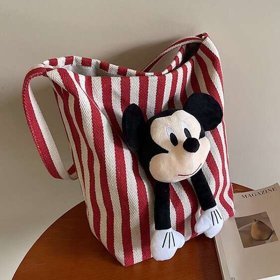 Striped Canvas for Women New Korean Style Fashion Single Shoulder Underarm Large Capacity Student Class Commuting Bag