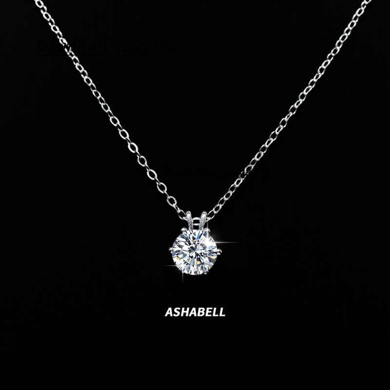 Temperament Simple New Classic Six Claws Moissanite Pendant S925 Sterling Silver Necklace Female