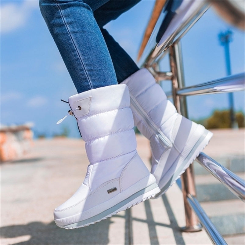 Winter thick womens snow boots Warm Plush Mid-calf Boots Non slip Waterproof Platform Snow Boot Casual Female White shoes 250805ww