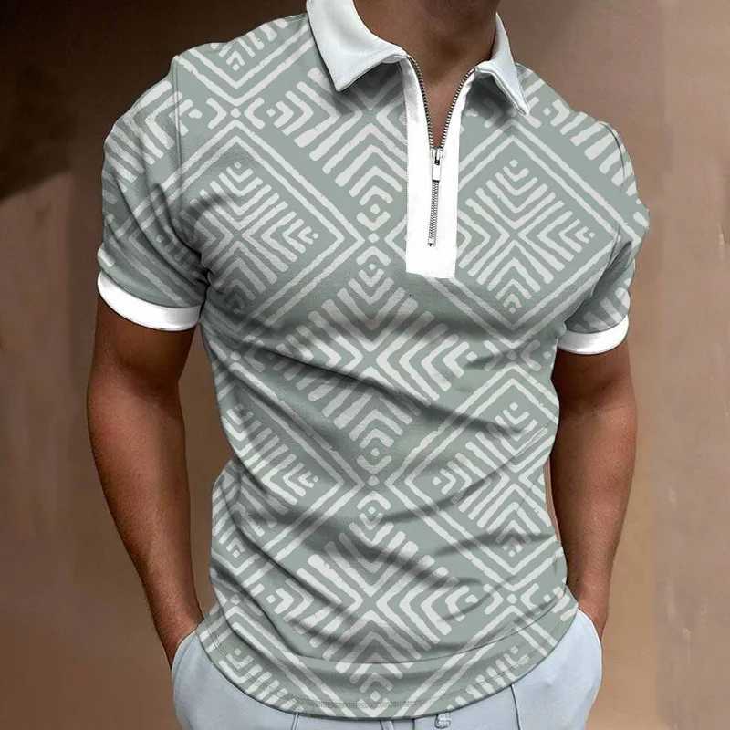3D Digital Printed Mens Short Sleeve Zipper Polo Shirt Breathable Polyester Fiber Summer Fashion W250805