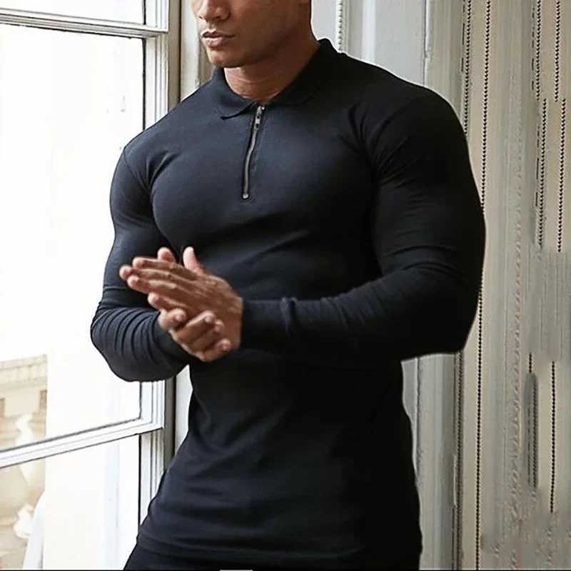 New Autumn Running Polo Shirt Mens Cotton Sports Polos Male Spring Fashion Casual Long Sleeve Breathable T-Shirt Gym Clothing XJ250805