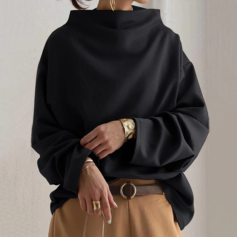 Free Shipping Designer Hoodie 2025 Casual Urban European And American Style Wool Sweater Women's Pullover Sweater High Neck Loose Women's