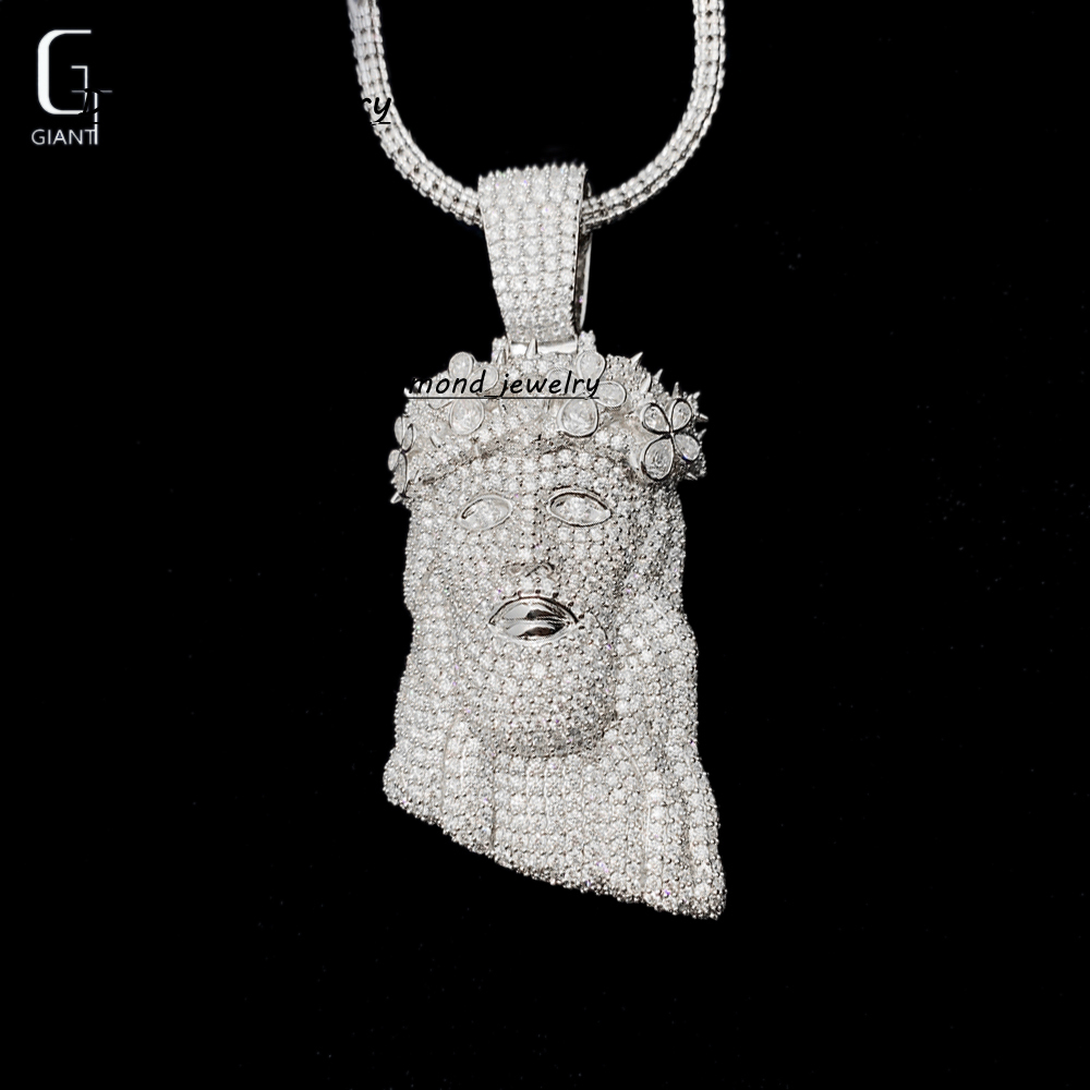 New Arrival Pass Diamond Tester Hip Hop 2inch Jesus Diamond Pendants Iced Out 925 Sterling Silver Moissanite Pendant