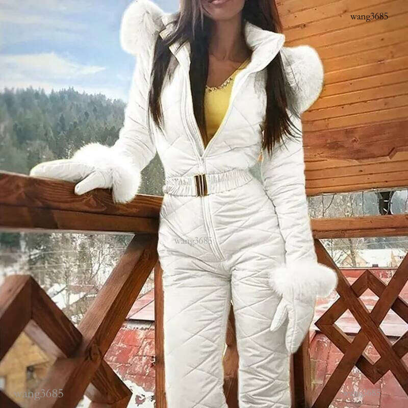 Women Winter Jumpsuit Zipper Ski Suit Warm Snowsuit Outdoor Sports Pants Ski Suit Waterproof Jumpsuit TY66