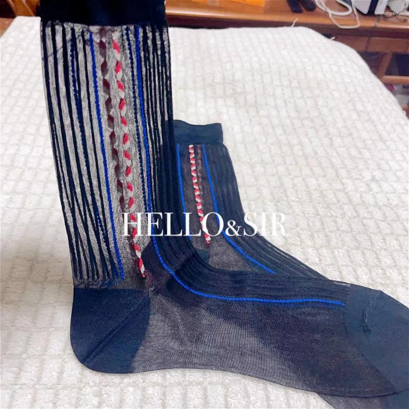 Men's Socks Striped Vintage High Quality Soft Summer Ultrathin See-Through Short Stockings Sexy Sheer Formal Business Tube