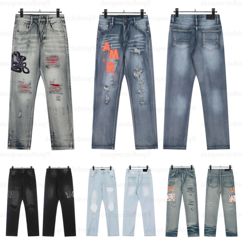 Designer jeans mens pants hole cotton print hip hop streetwear pants casual streetwear casual Big Size Baggy designers Jeans high quality