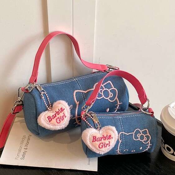 Women Summer New Korean Style Letter Denim Dumpling Large Capacity Lightweight Crossbody Bag Coin Purse for Girls