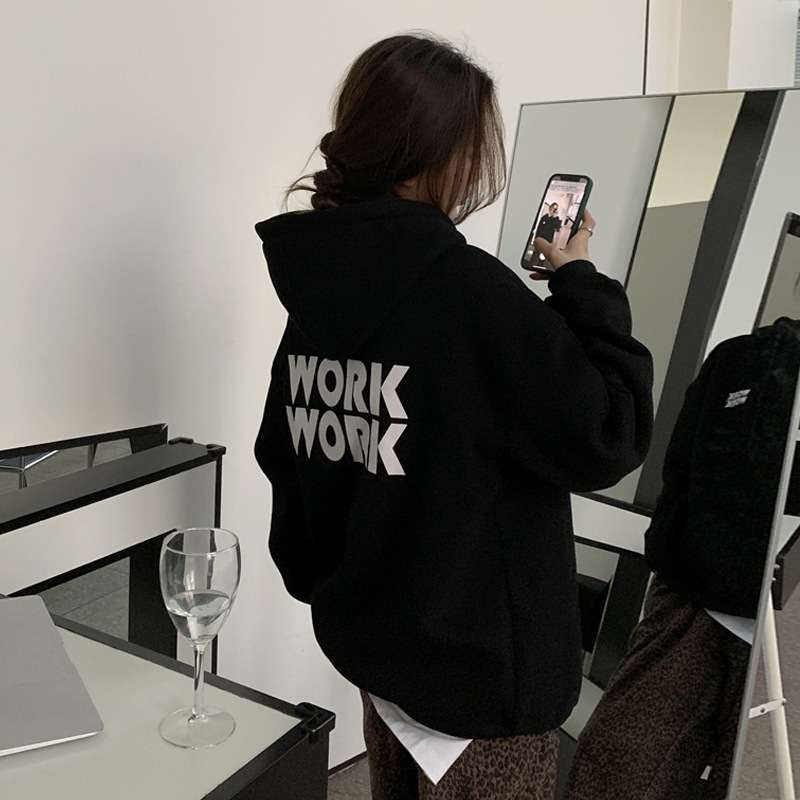 Free Shipping Designer Hoodie With Wool Lining And Thickened Hooded Women's Sports Shirt, Autumn And Winter, Letter Print, Loose Fit, 2025 New