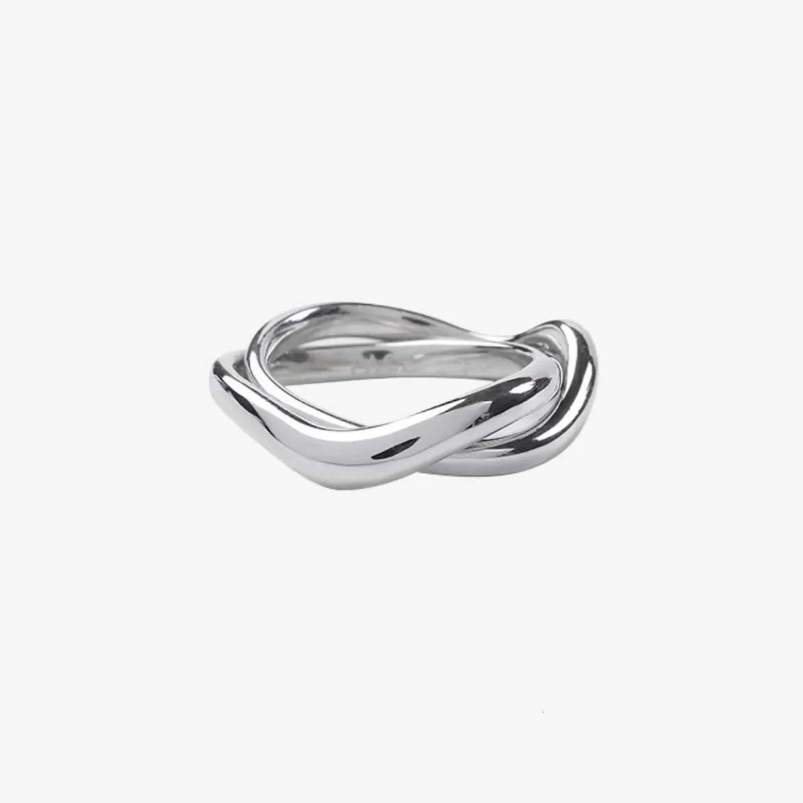 Korean Wave Twisted Double Layer Silver Color Ring Fashion Trend Mens and Womens Jewelry Accessories Couple Gifts 250730