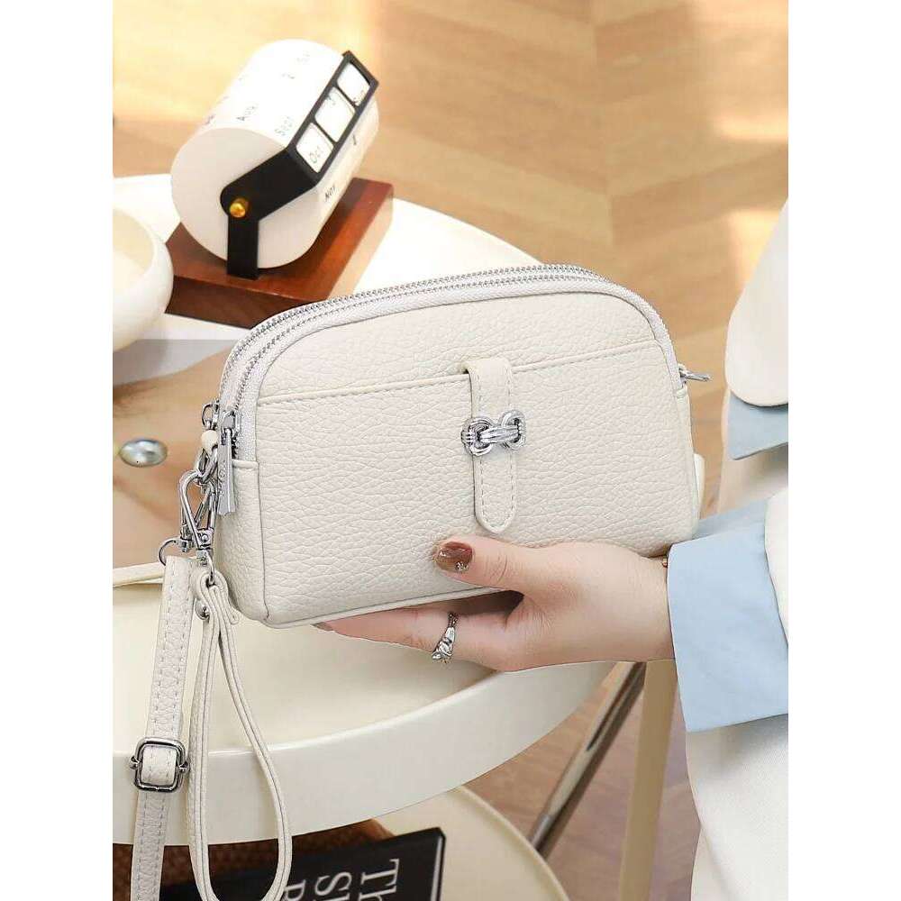 Designer Bags New 2025 Women's Crossbody Double Layer Simple Faionable Oulder Versatile Mom Bag Soft PU Leather Casual Sle Luxury Bag