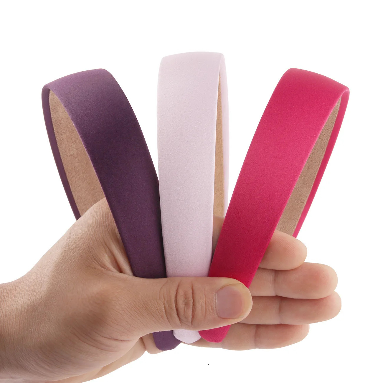 10piece 3cm Simple Solid Color Satin Headbands Women Wide Non-slip Hairband Fashion Headwear Head Band Hair Accessories 250730
