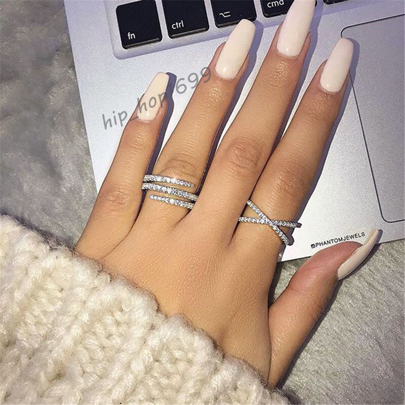 Simple Cute Female Full Moissanite Diamond Finger Ring Luxury Jewelry 925 Sterling Silver Engagement Ring Colorful Zircon Rings For Woman Gift