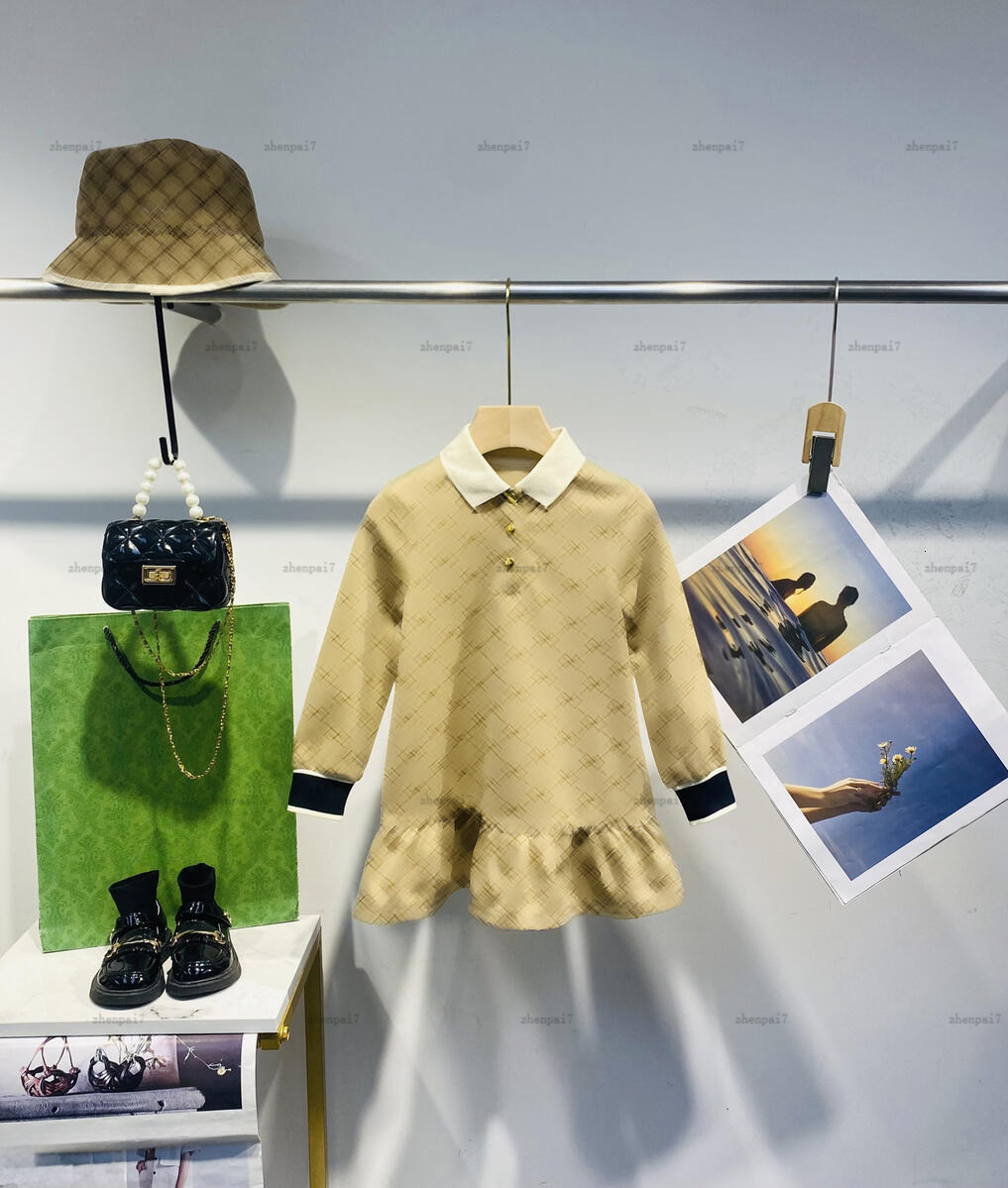 Top Girls dress Collar design kids dress autumn girls dresses Long sleeves baby skirt Baby Clothes A209X06N051-a-image-1069943894