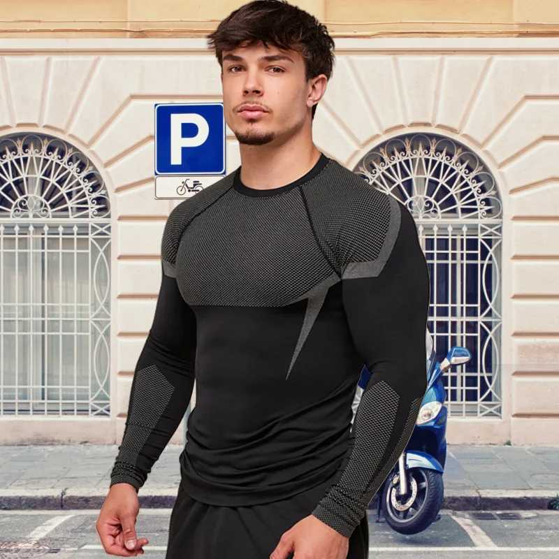 Mens Long-Sleeved T-Shirt Sports Tshirt Running Tops Men Fitness Tees Training Quick-Drying Man Gym Exercise T-Shirt Clothing XJ250805