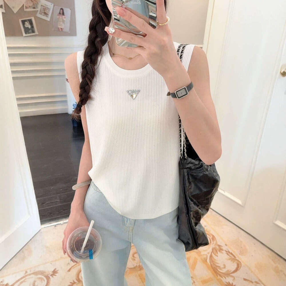 Summer New Inner Essential Base Shirt Camisole Outer Wear Sleeveless Top Ice Silk Solid Color Knitted Vest For Women