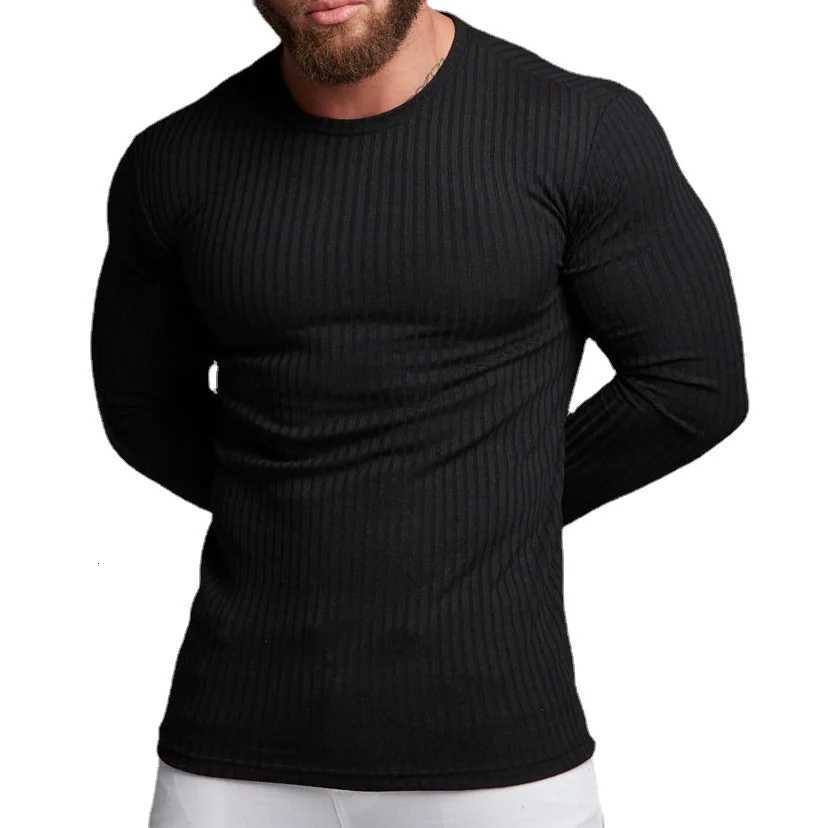 Autumn Mens Sports Fitness Casual Collar Elastic Long Sleeve T-Shirt XJ250805