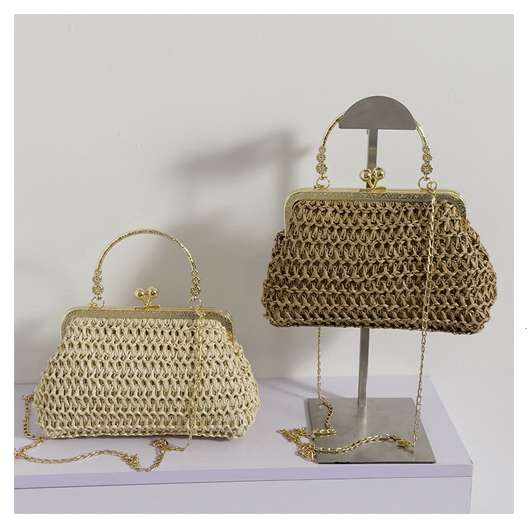 Luxury Brand Designer Bag 2023 Spring New Simple Casual Women's Clip Bag, Simple Hollow Crossbody Bag, Woven Shell Bag