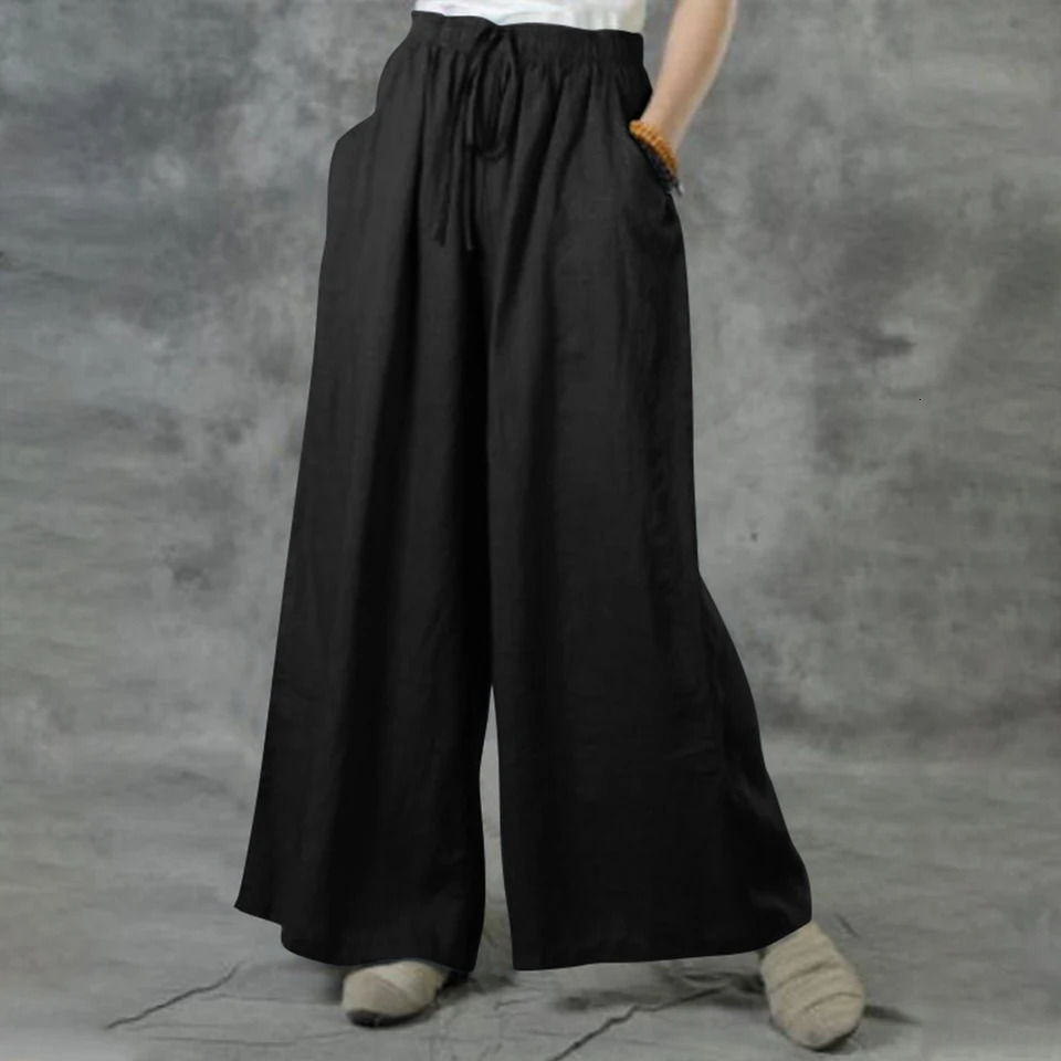 Plus Size High Waist Long Pants for Women Clothing Summer Solid Casual Wide Leg Trousers Fashion Korean Female Clot 250724