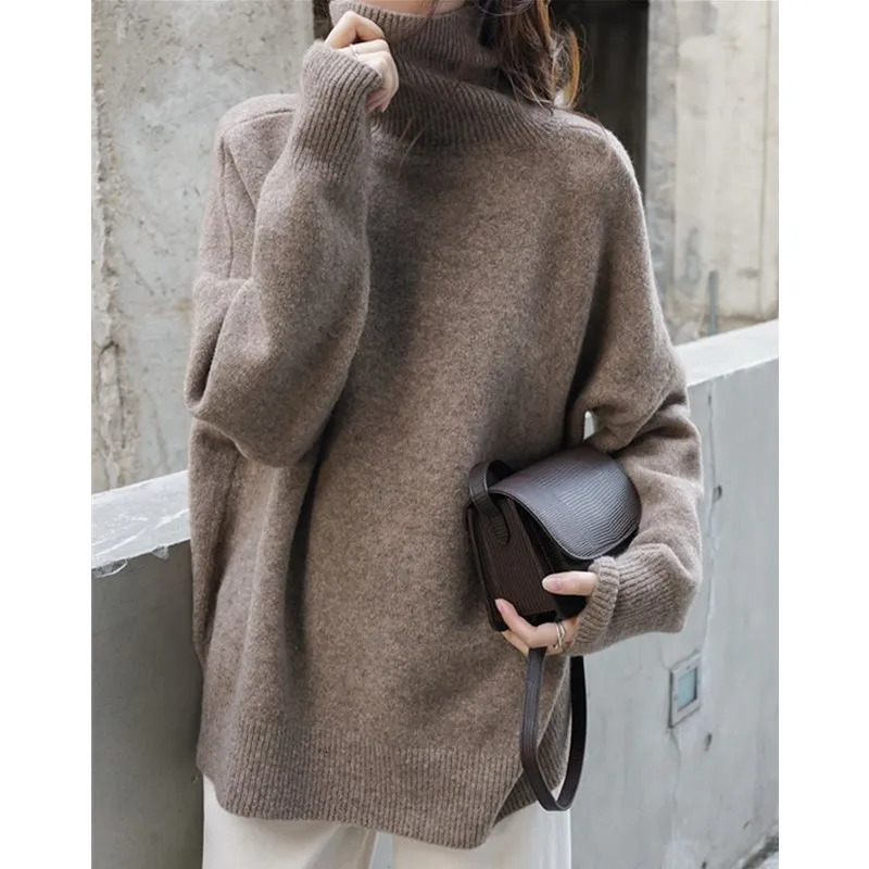 turtleneck cashmere sweater women thickened cashmere sweater loose hedging lazy knit base 250801