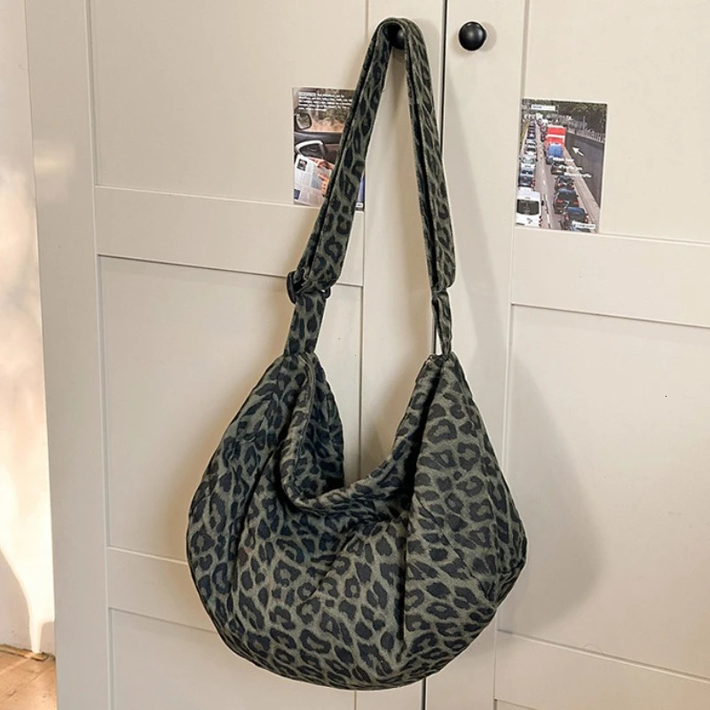 Summer Womens Bag Leopard Print Canvas Crossbody Bag Y2K Trendy Travel Shoulder Bags Tote Bag Female Student Handbags 250801