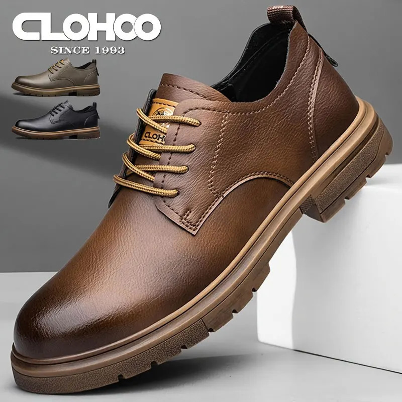 52/2000 CLOHOO handmade mens shoes business casual leather shoes breathable soft sole comfortable classic lace-up mens shoes 250801