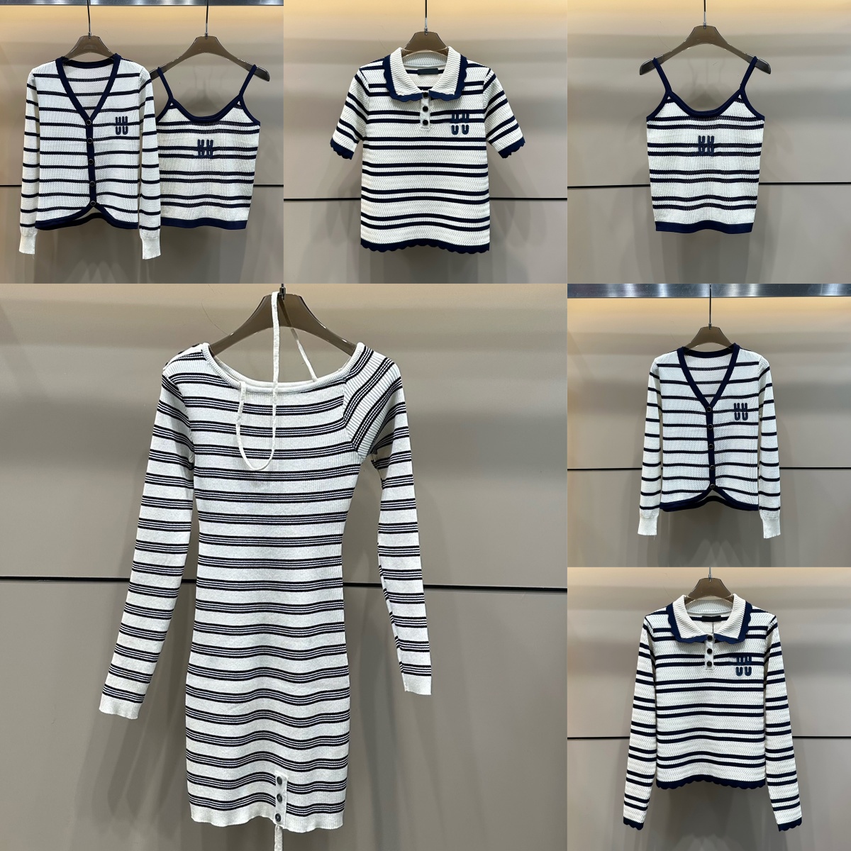 Robes courtes rayées pour femmes sexy camisole en cou de cou cardigan cropped lettre d'automne imprimé fête des vacances en soirée.
