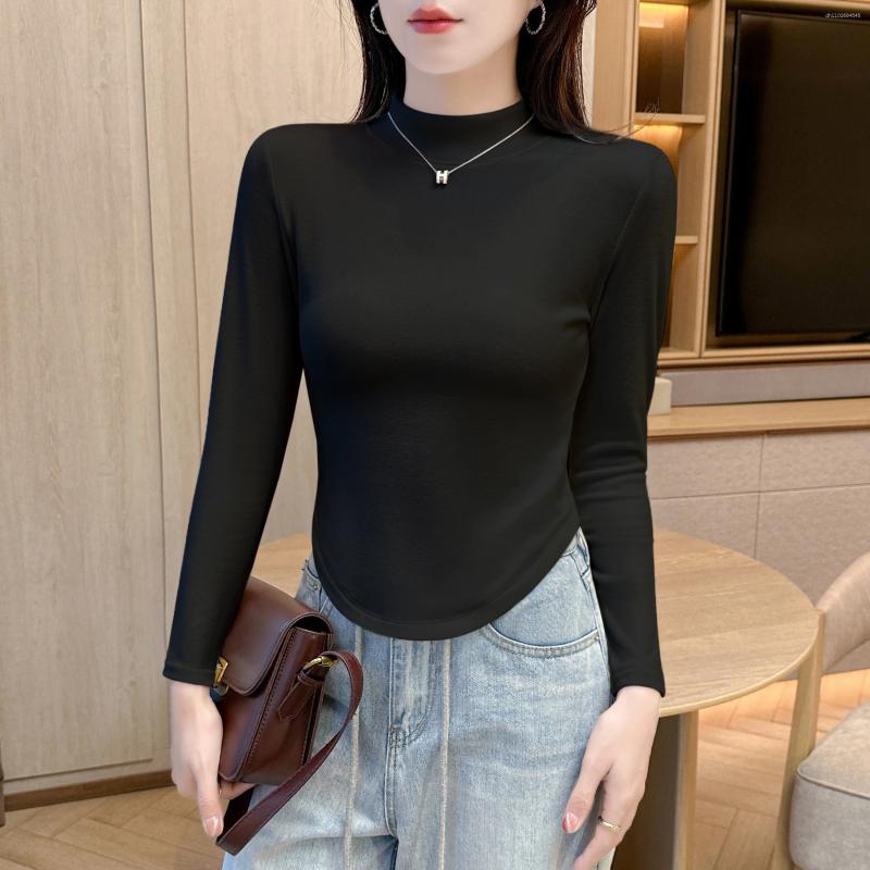 Women's Sweaters Solid Color Turtleneck Velvet Bottom Shirt Women Inside Long Sleeve Autumn And Winter Simple Warm Body Tops