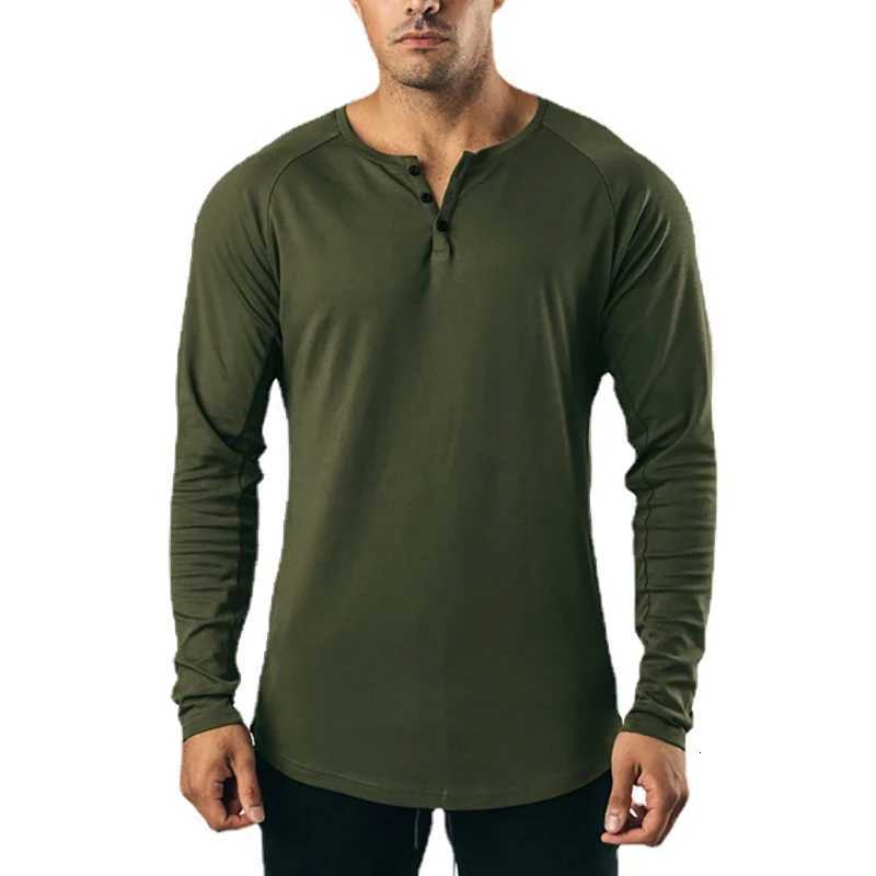 Plain Mens Casual Hip Hop Tops Slim Fit Long Sleeve V-neck T-Shirt Gym Bodybuilding Sport Cotton Shirts Fitness Muscle Clothing XJ250805