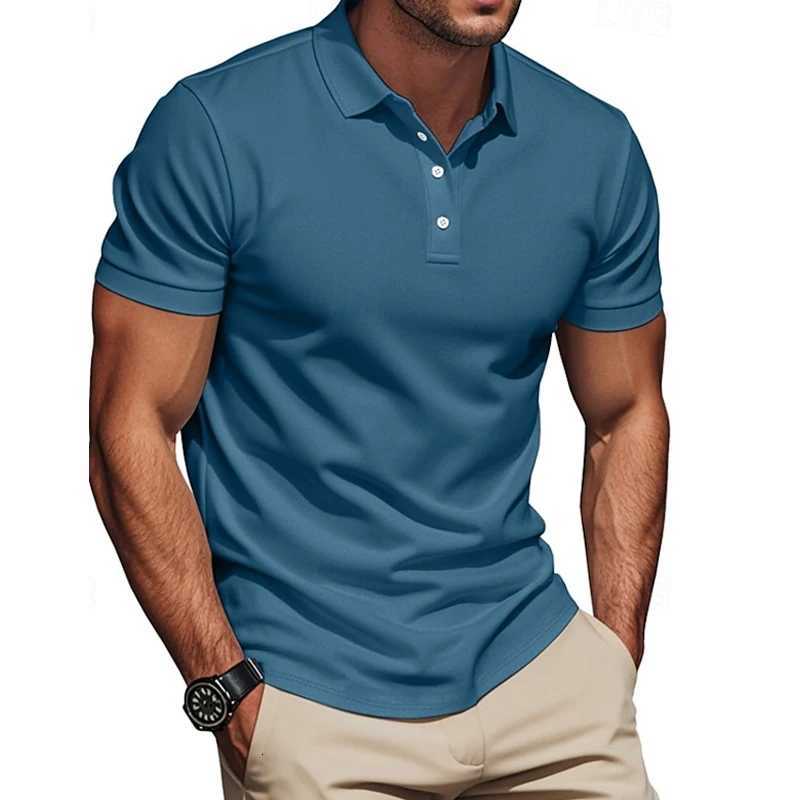Mens Golf Shirt Plain Shirts Work Casual Lapel Short Sleeve Basic Modern Plain Buttons Summer Regular Fit W250805