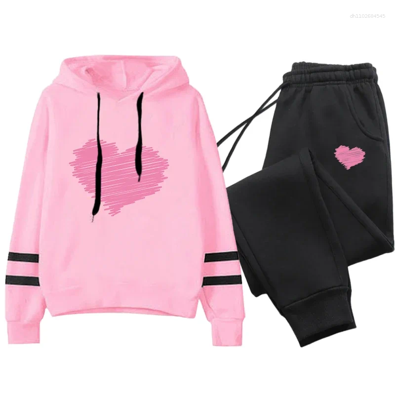 Women's Two Piece Pants Womens Tracksuit Printed Single Sweatshirt Sweatpants S Versatile Hoodies Casual Office Home Clothing